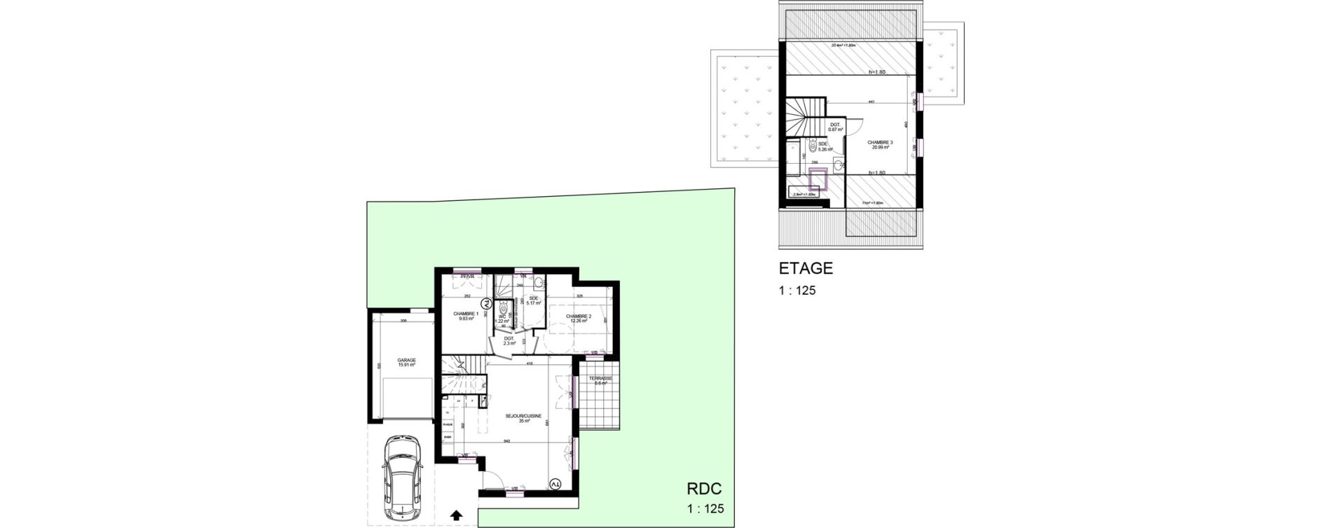 Maison T4 de 92,60 m2 &agrave; Rang-Du-Fliers Centre