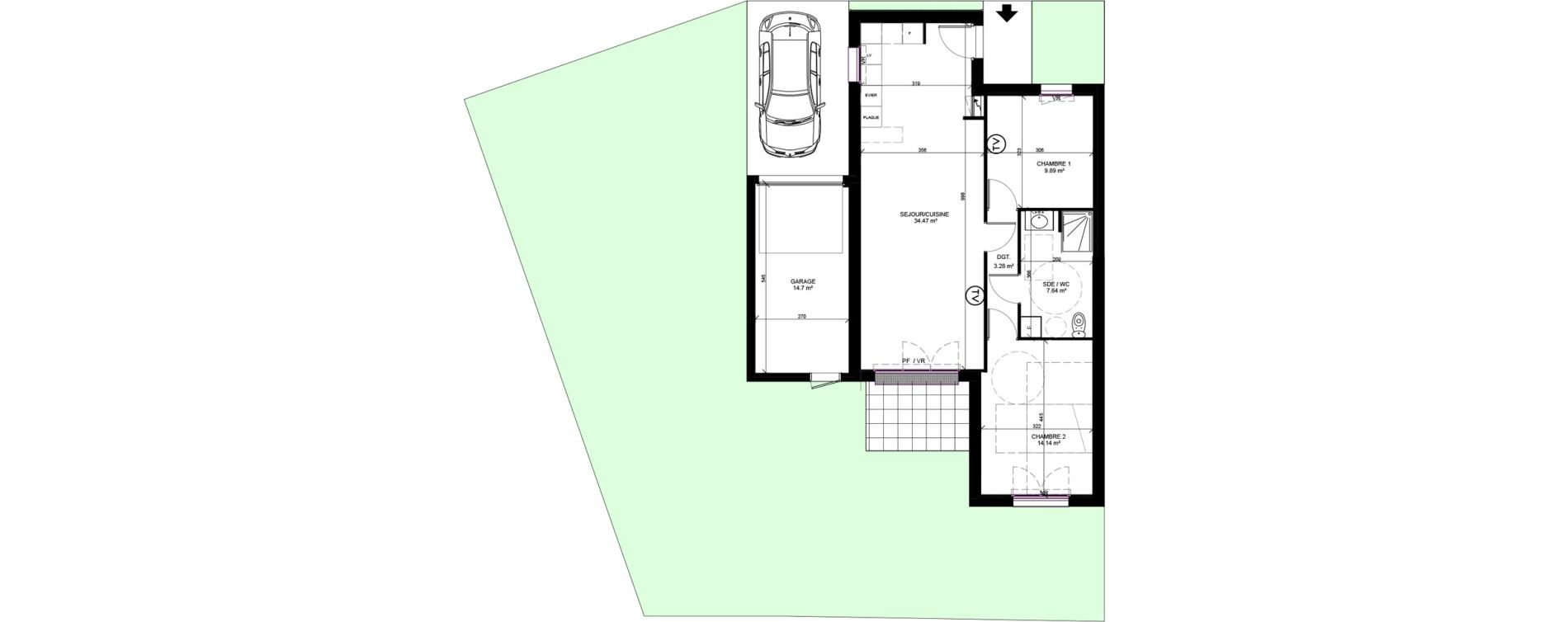 Maison T3 de 69,42 m2 &agrave; Rang-Du-Fliers Centre