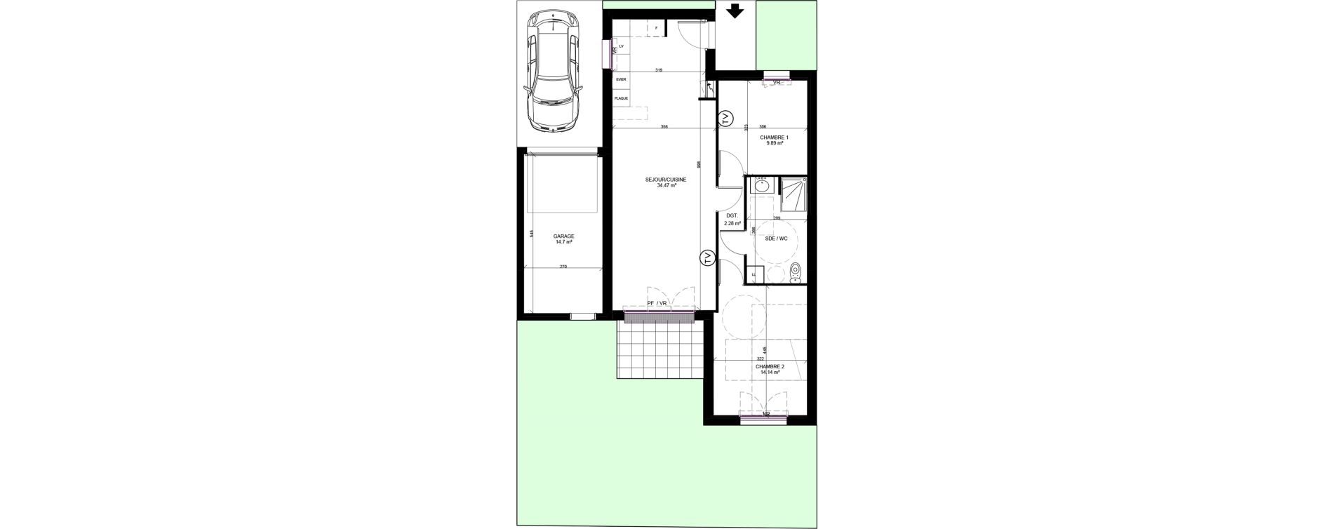 Maison T3 de 69,42 m2 &agrave; Rang-Du-Fliers Centre