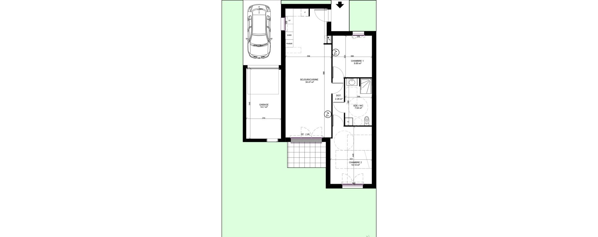 Maison T3 de 69,42 m2 &agrave; Rang-Du-Fliers Centre