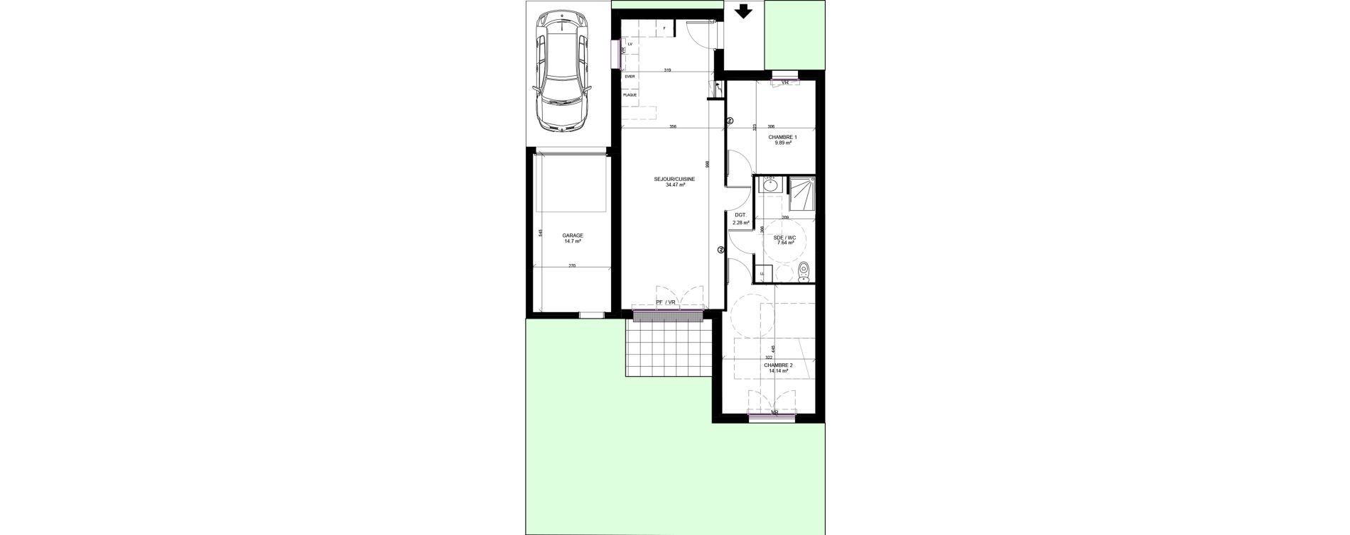 Maison T3 de 69,42 m2 &agrave; Rang-Du-Fliers Centre