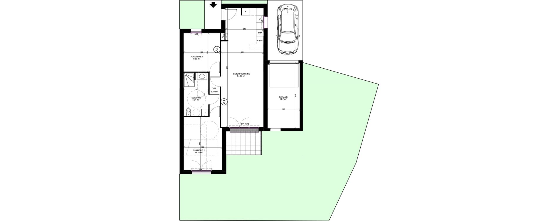 Maison T3 de 69,42 m2 &agrave; Rang-Du-Fliers Centre