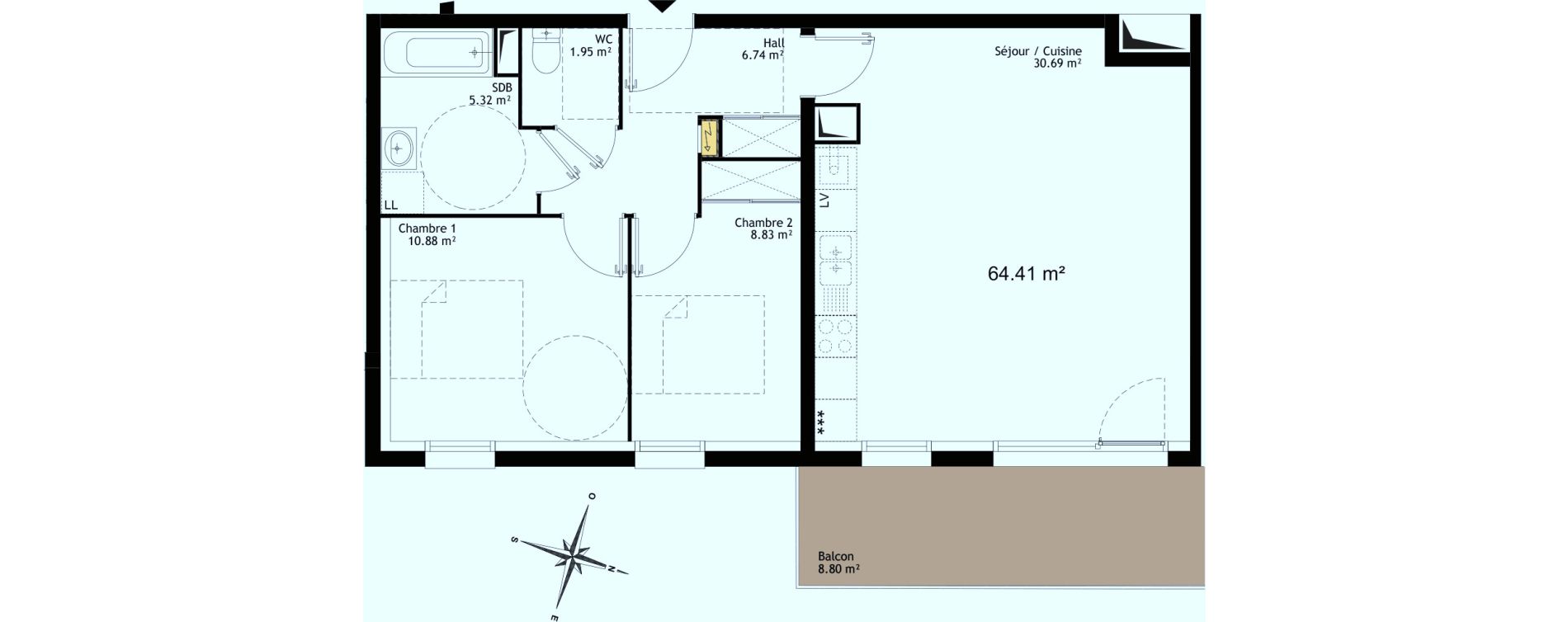 Appartement T3 de 64,41 m2 &agrave; Saint-Laurent-Blangy Centre