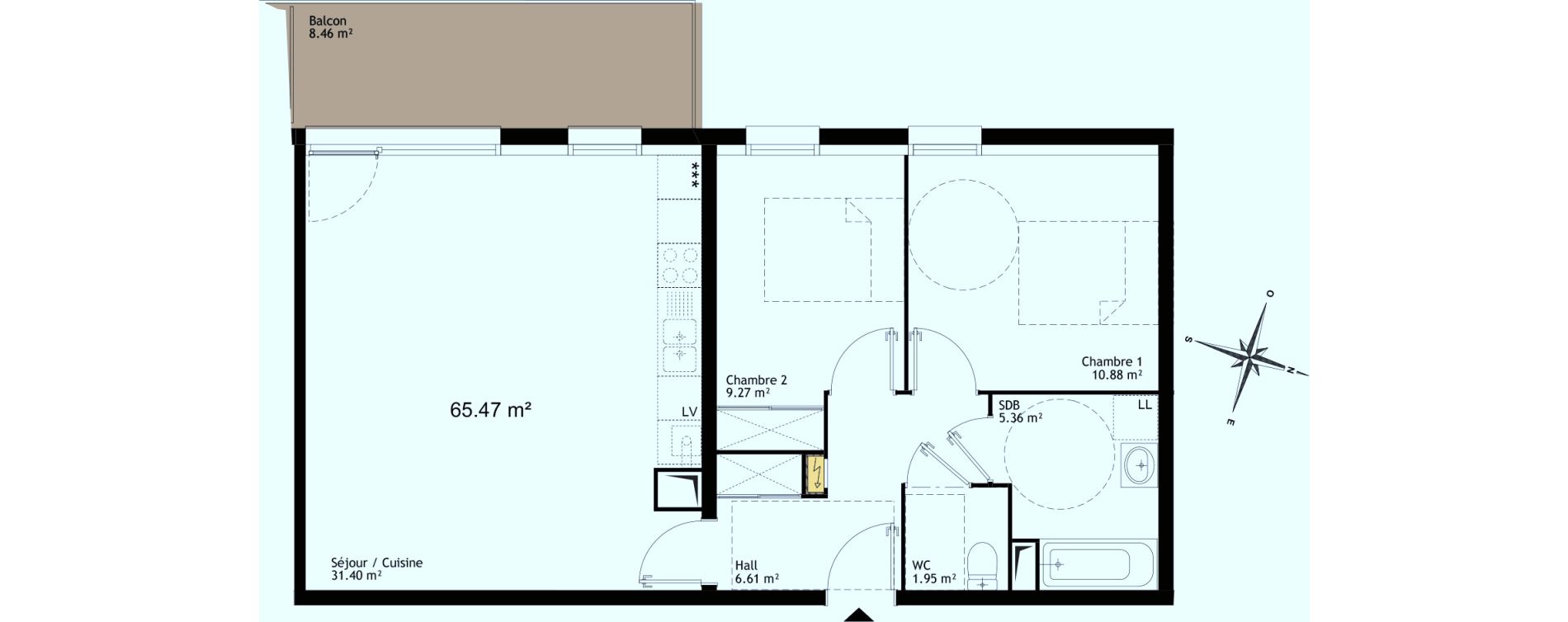 Appartement T3 de 65,47 m2 &agrave; Saint-Laurent-Blangy Centre
