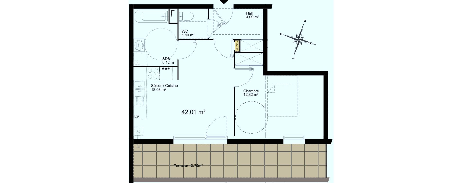 Appartement T2 de 42,01 m2 &agrave; Saint-Laurent-Blangy Centre