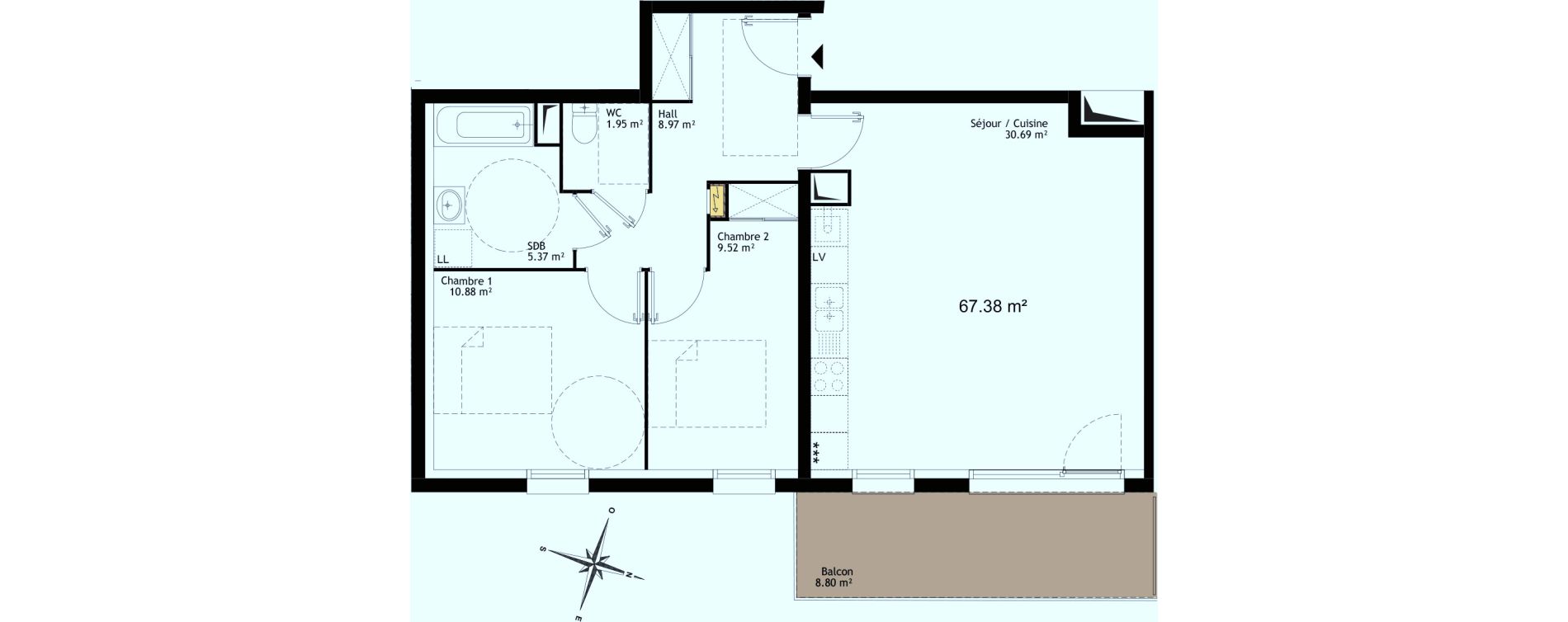 Appartement T3 de 67,38 m2 &agrave; Saint-Laurent-Blangy Centre