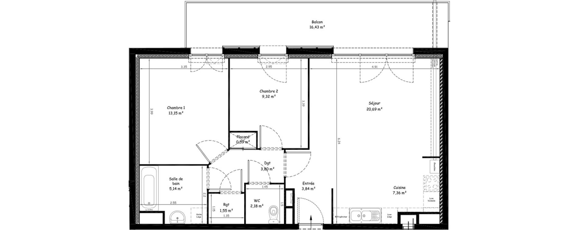 Appartement T3 de 67,62 m2 &agrave; Saint-Laurent-Blangy Centre