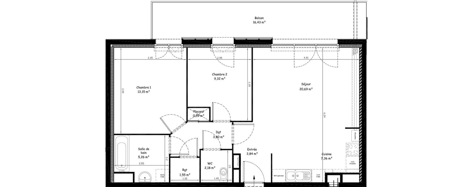 Appartement T3 de 67,62 m2 &agrave; Saint-Laurent-Blangy Centre