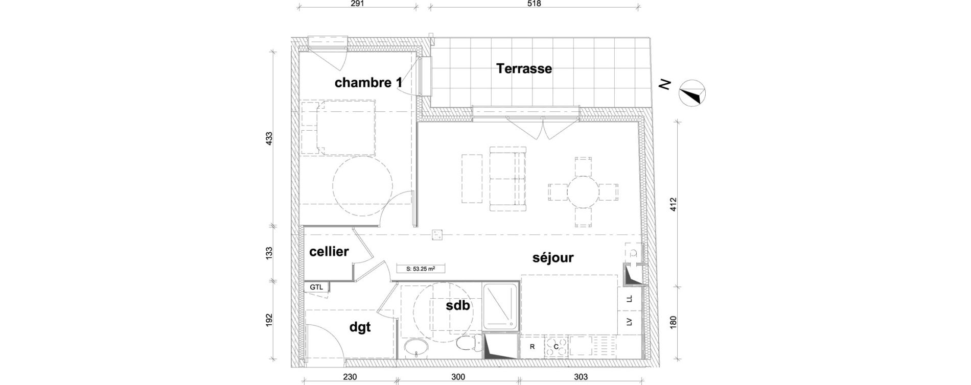 Appartement T2 de 53,25 m2 &agrave; Saint-Laurent-Blangy Centre