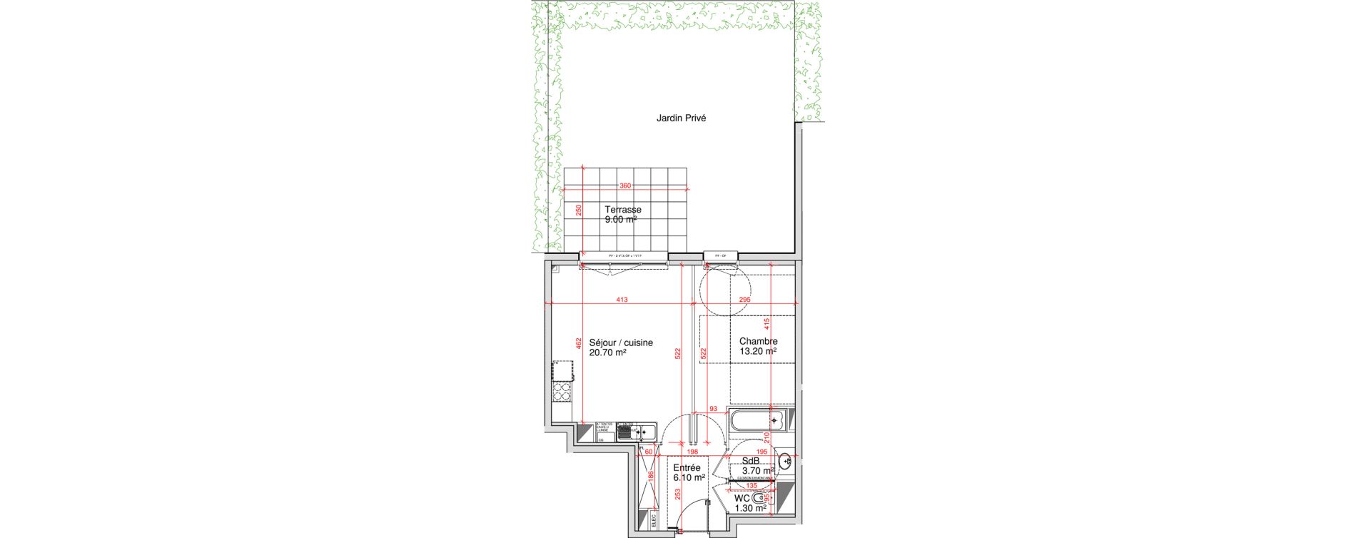 Appartement T2 de 45,00 m2 &agrave; Saint-Martin-Boulogne Wicardenne