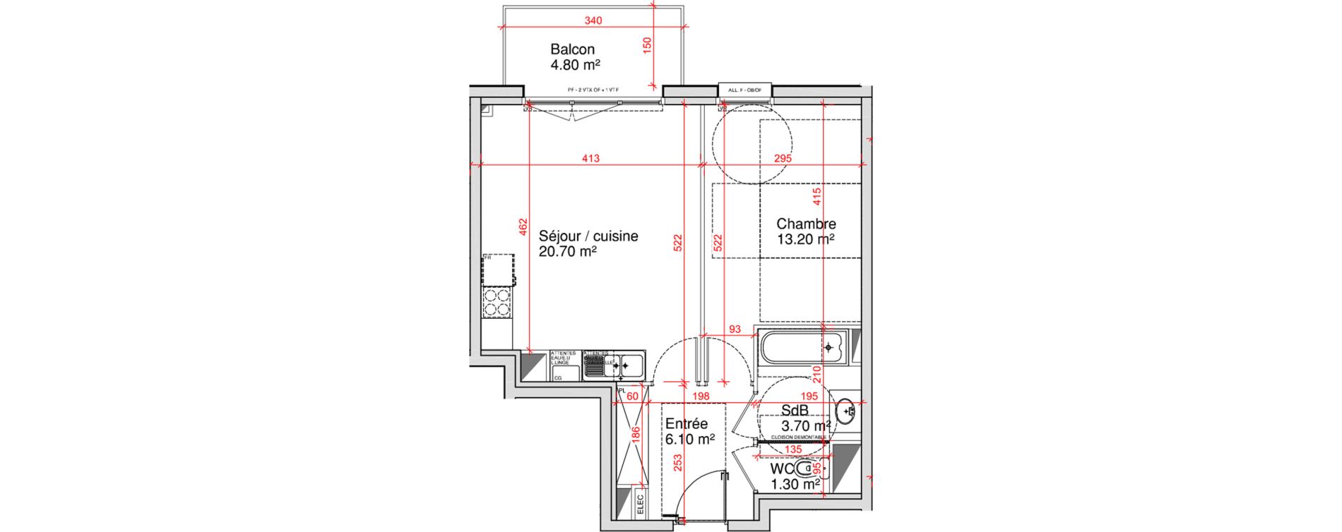 Appartement T2 de 45,00 m2 &agrave; Saint-Martin-Boulogne Wicardenne