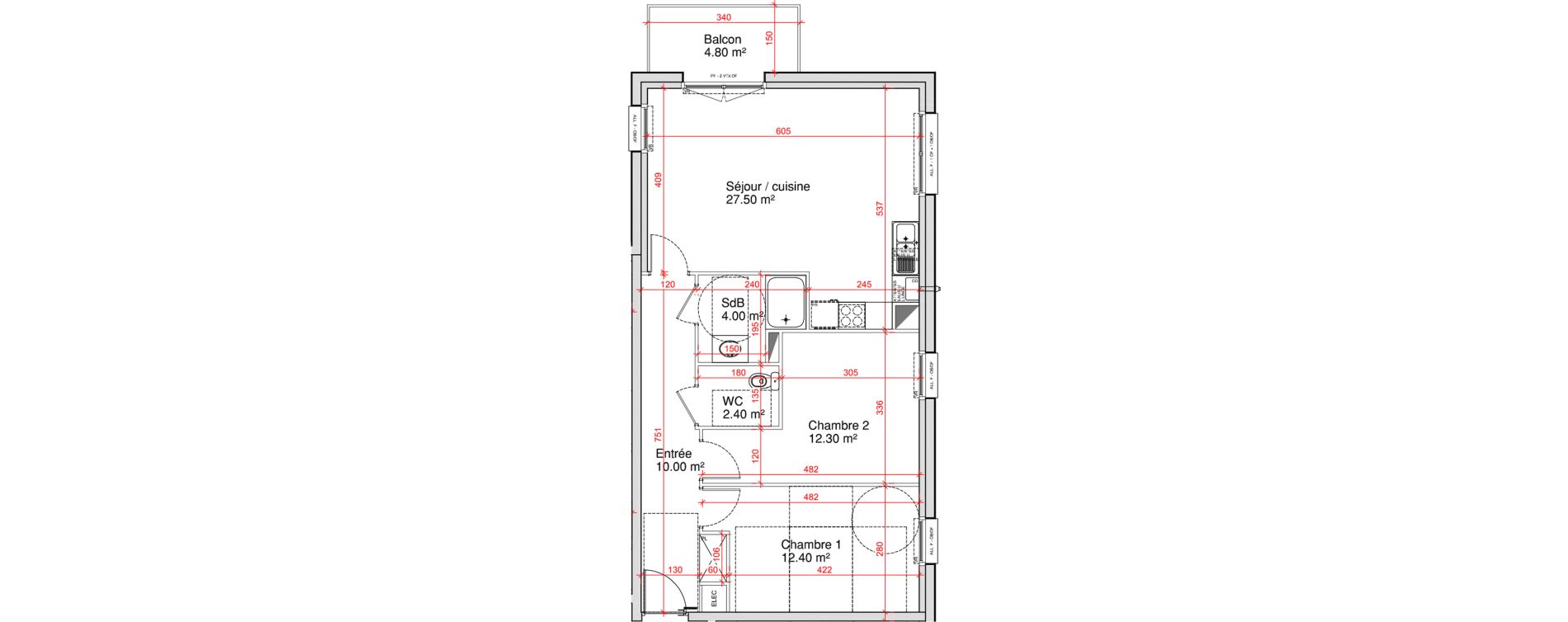 Appartement T3 de 68,60 m2 &agrave; Saint-Martin-Boulogne Wicardenne