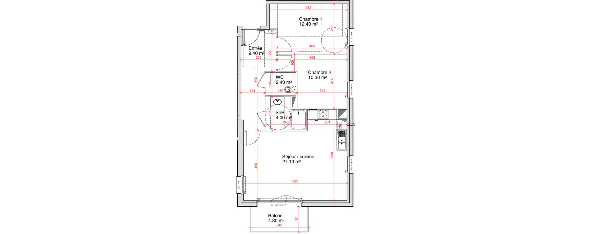 Appartement T3 de 65,60 m2 &agrave; Saint-Martin-Boulogne Wicardenne