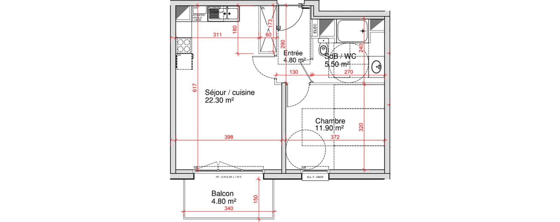 Appartement T2 de 44,50 m2 &agrave; Saint-Martin-Boulogne Wicardenne