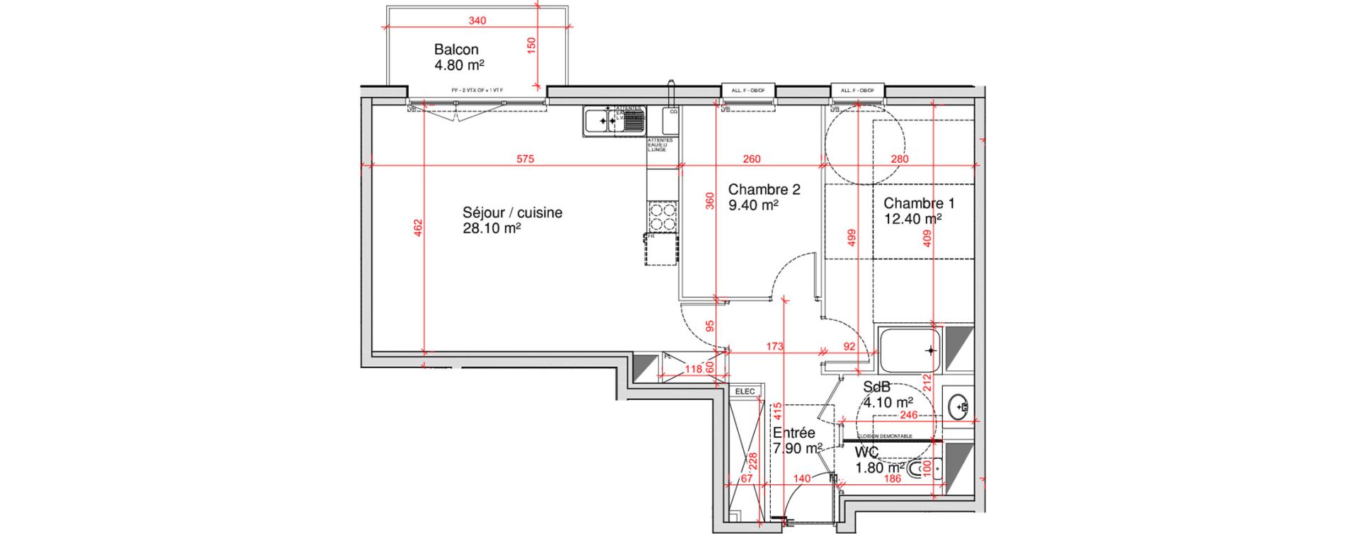 Appartement T3 de 63,70 m2 &agrave; Saint-Martin-Boulogne Wicardenne