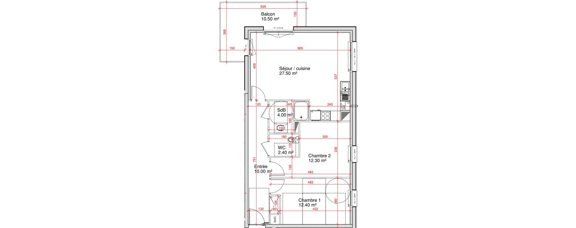 Appartement T3 de 68,60 m2 &agrave; Saint-Martin-Boulogne Wicardenne