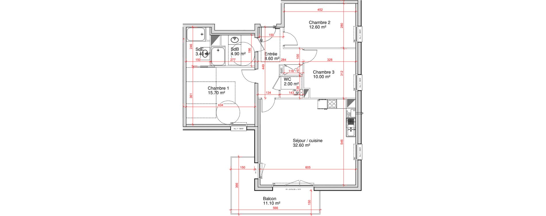 Appartement T4 de 89,80 m2 &agrave; Saint-Martin-Boulogne Wicardenne