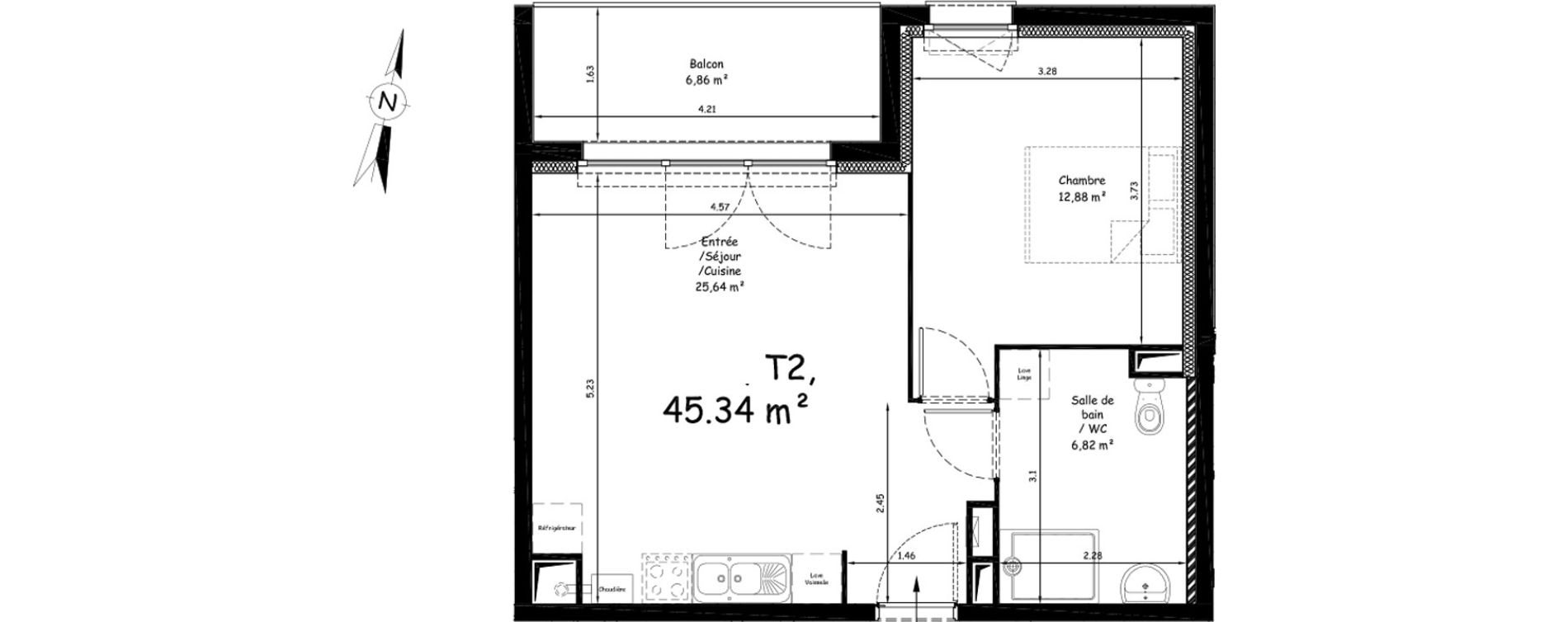 Appartement T2 de 45,34 m2 &agrave; Saint-Nicolas Centre