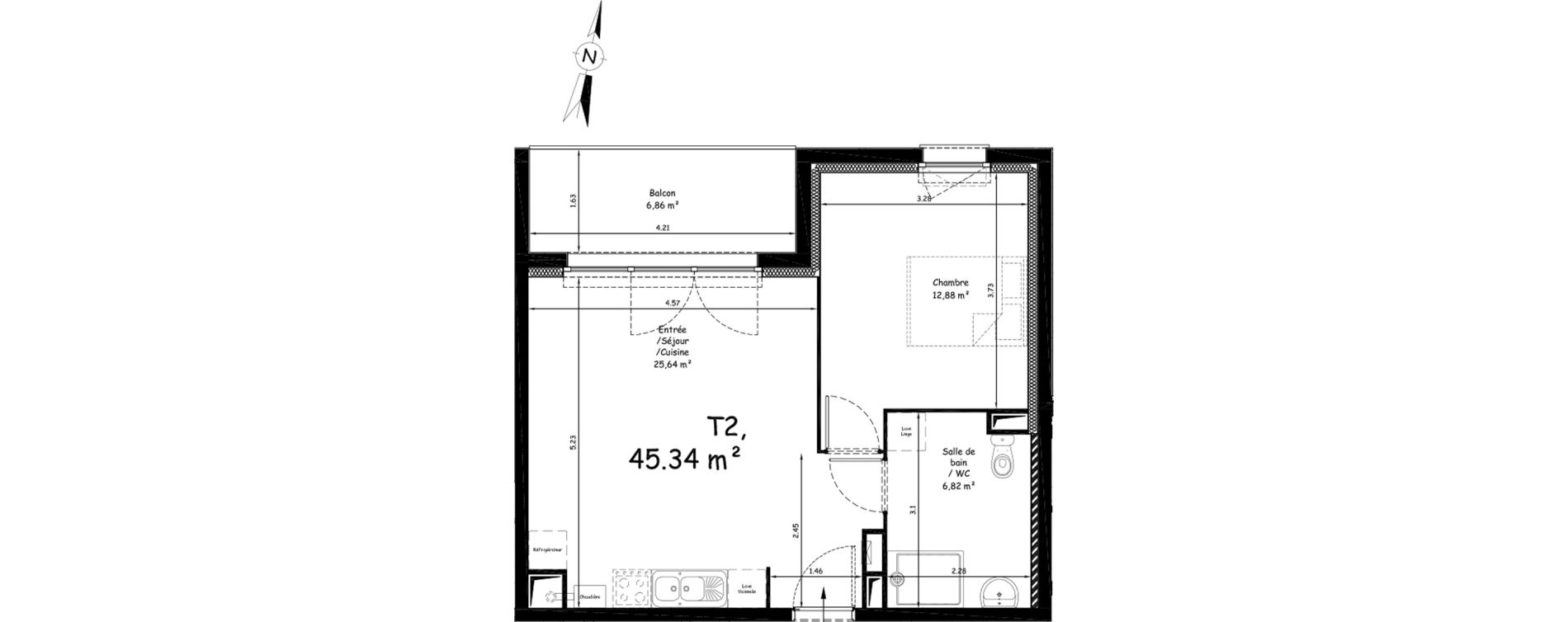 Appartement T2 de 45,34 m2 &agrave; Saint-Nicolas Centre
