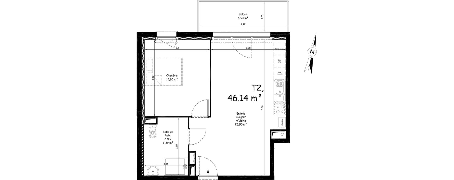 Appartement T2 de 46,14 m2 &agrave; Saint-Nicolas Centre