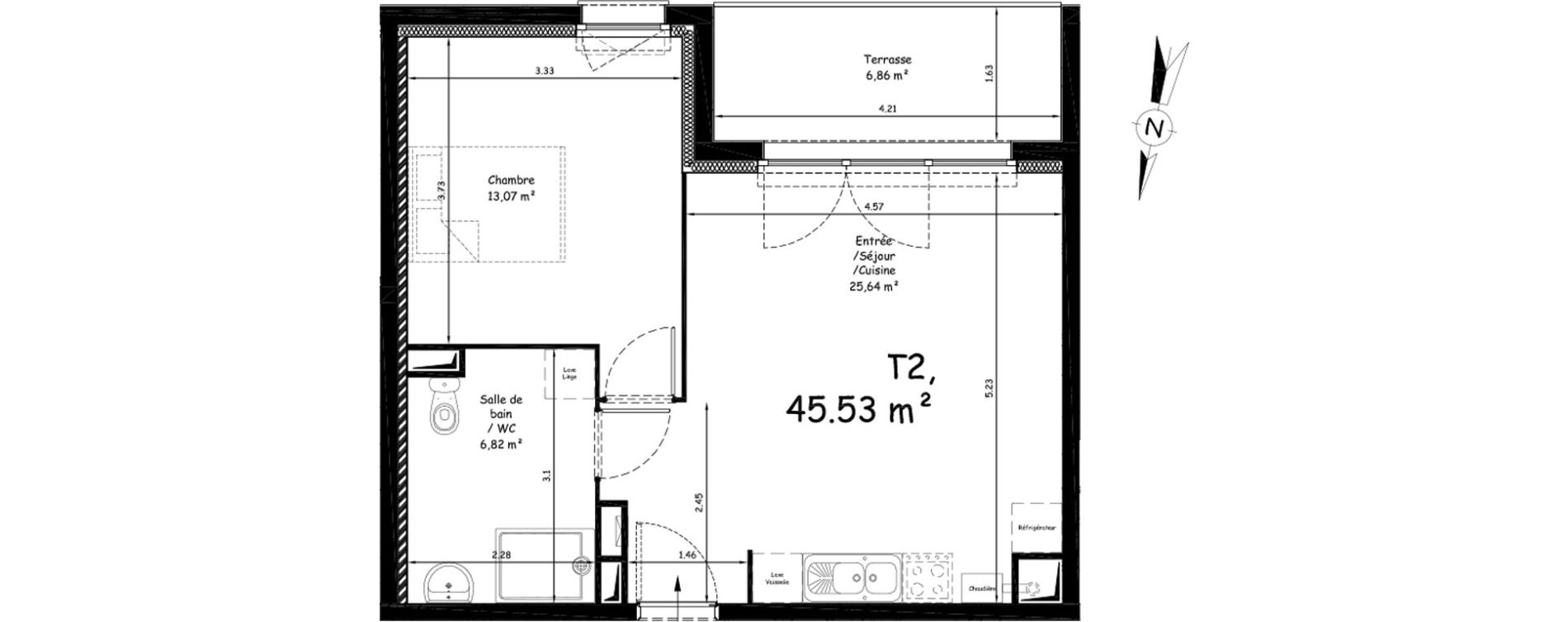 Appartement T2 de 45,53 m2 &agrave; Saint-Nicolas Centre