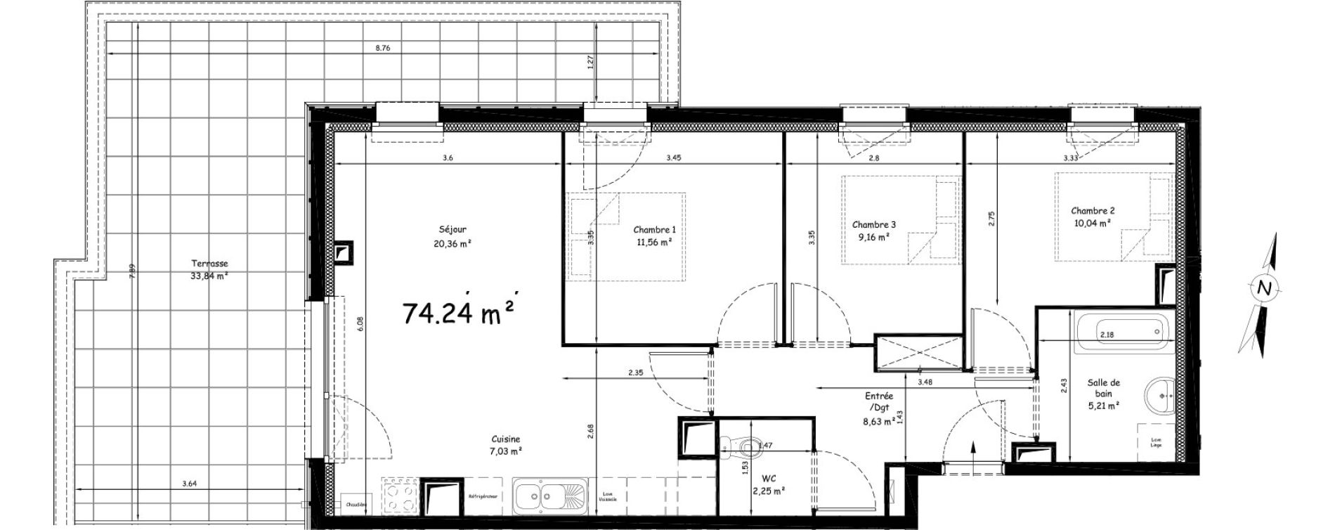 Appartement T4 de 74,24 m2 &agrave; Saint-Nicolas Centre