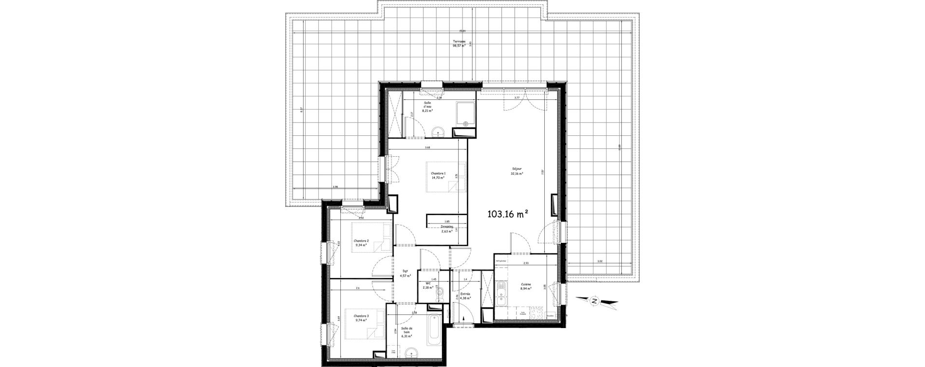 Appartement T4 de 103,16 m2 &agrave; Saint-Nicolas Centre