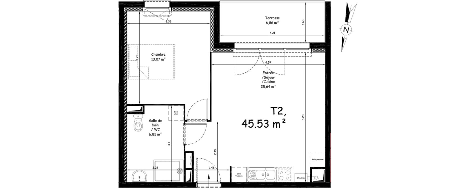 Appartement T2 de 45,53 m2 &agrave; Saint-Nicolas Centre