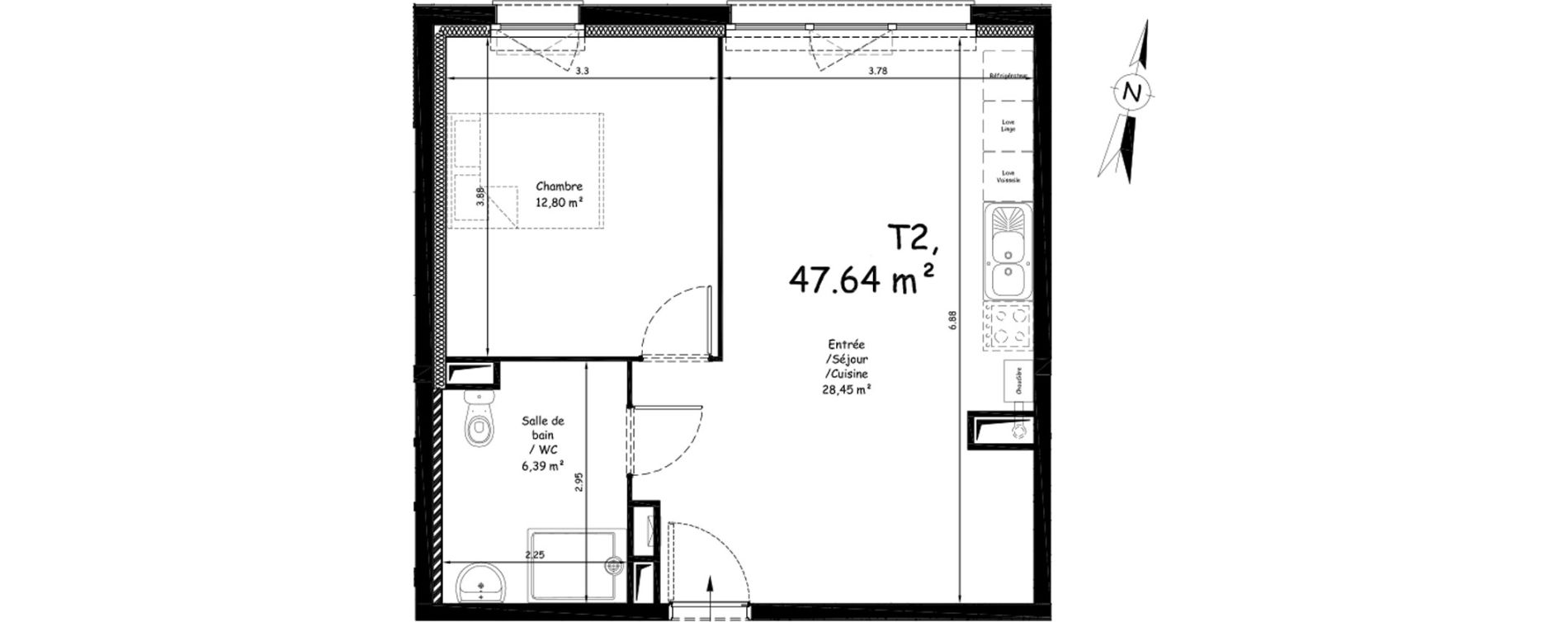 Appartement T2 de 47,64 m2 &agrave; Saint-Nicolas Centre