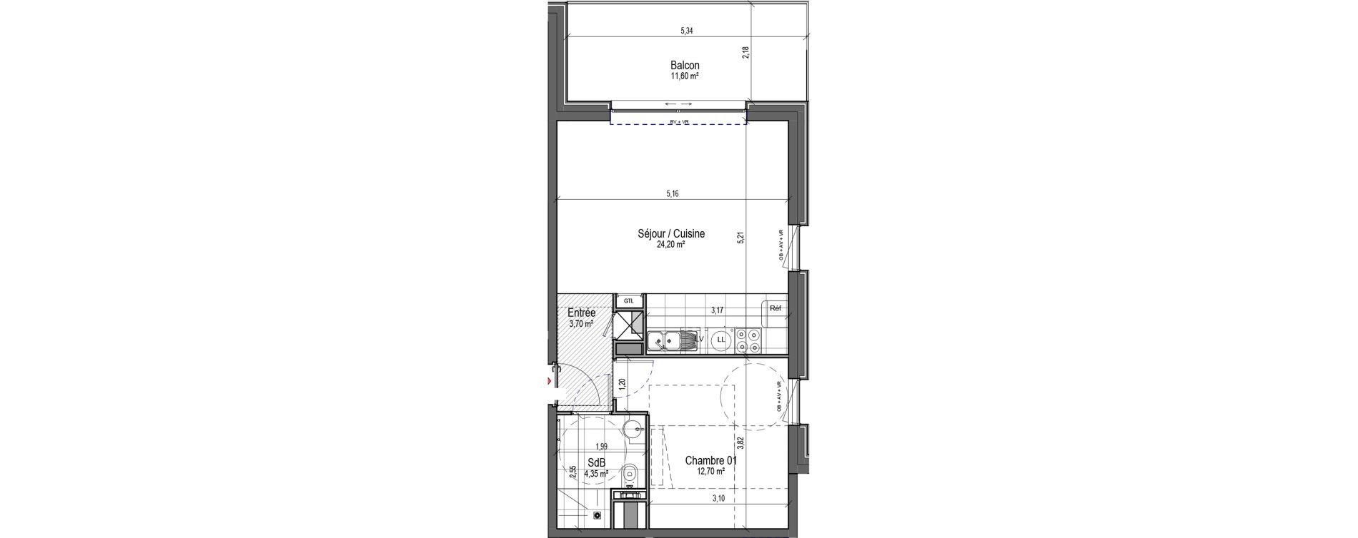 Appartement T2 de 44,95 m2 &agrave; Saint-Nicolas Centre