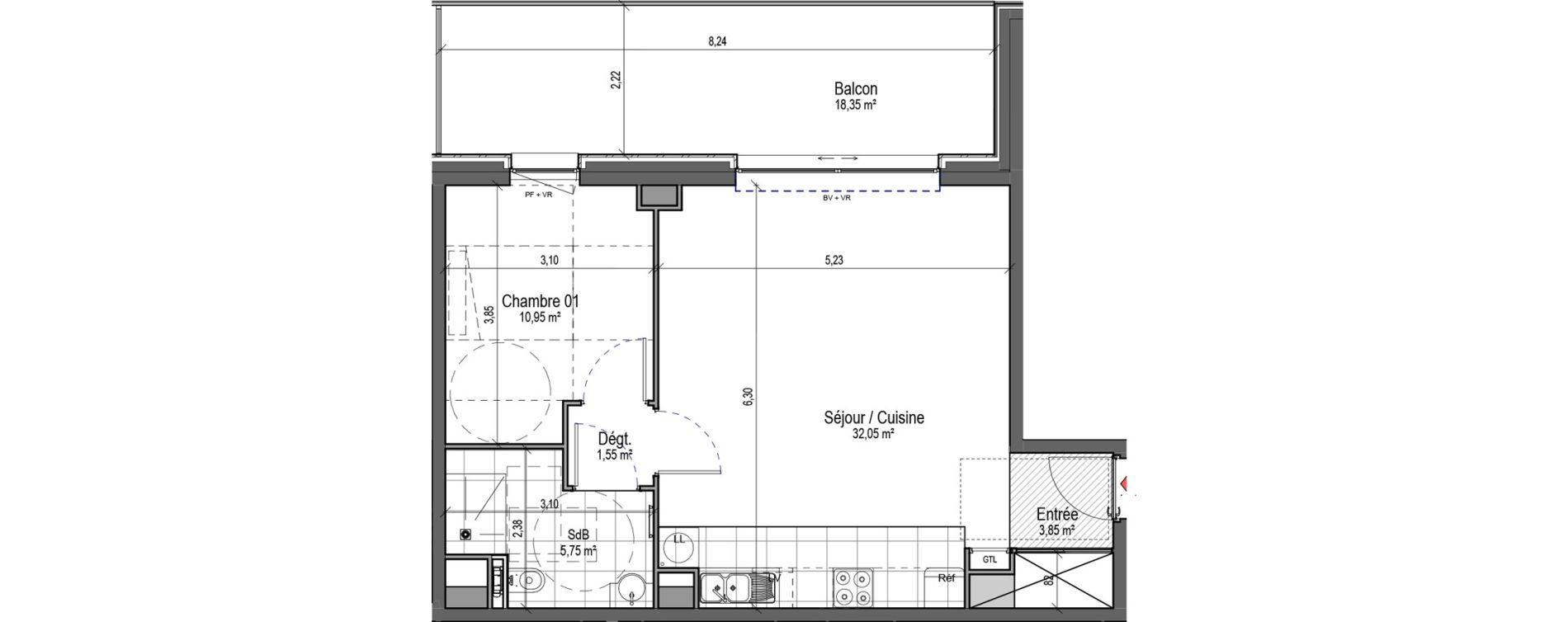 Appartement T2 de 54,15 m2 &agrave; Saint-Nicolas Centre