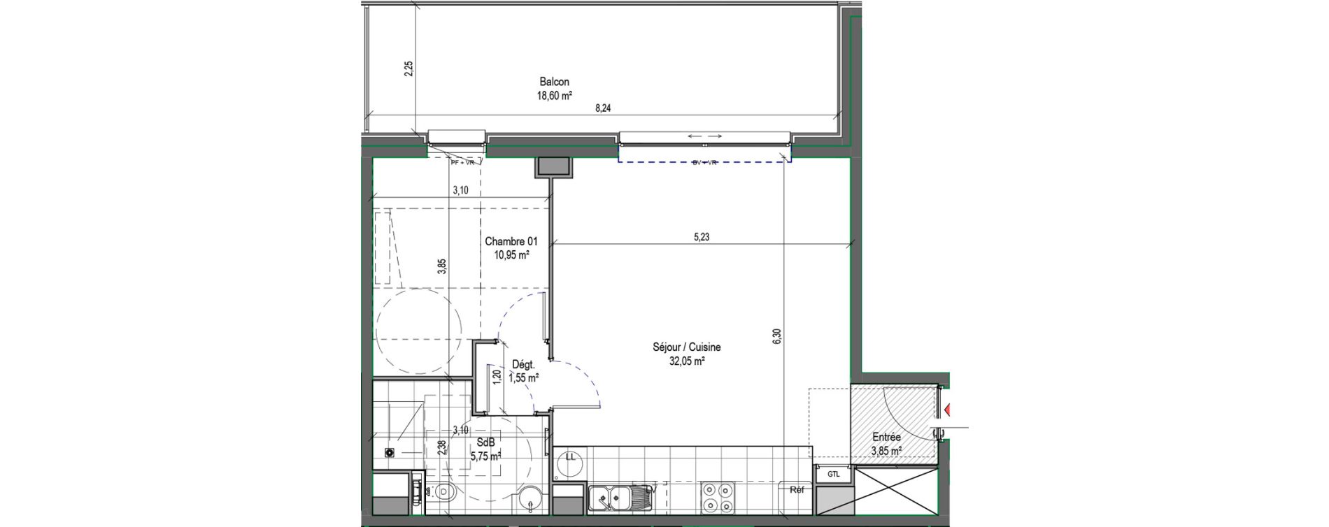 Appartement T2 de 54,15 m2 &agrave; Saint-Nicolas Centre