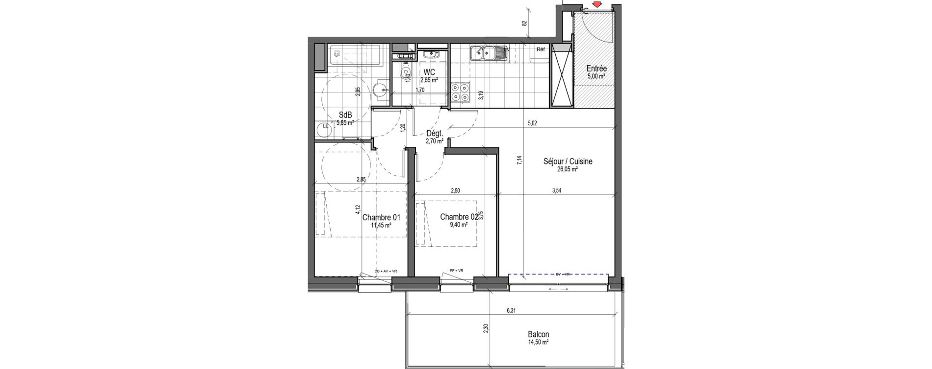 Appartement T3 de 63,10 m2 &agrave; Saint-Nicolas Centre