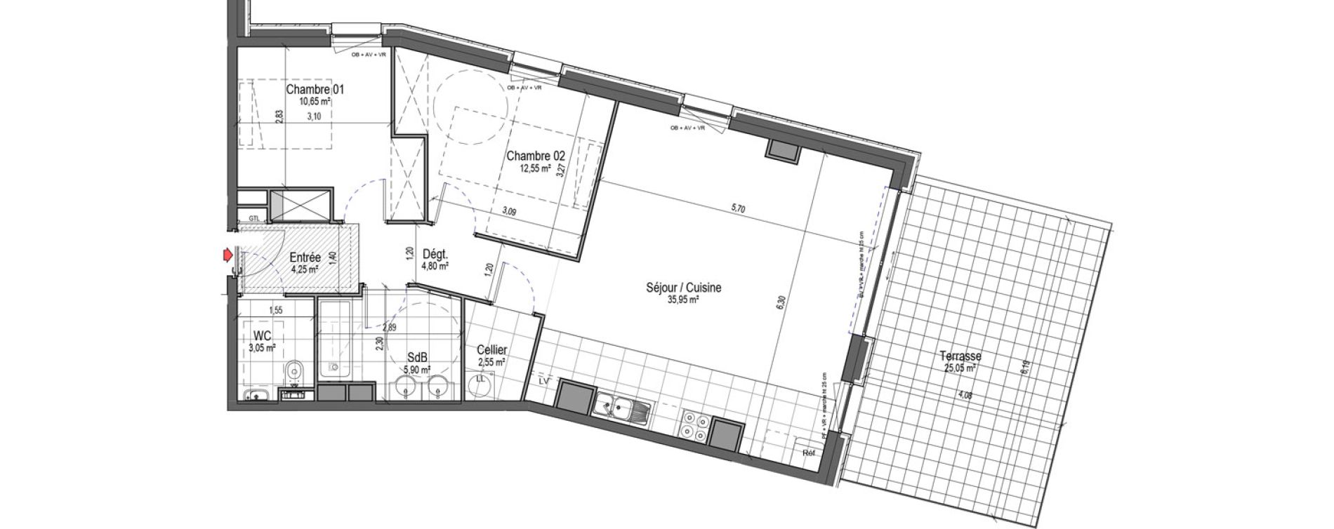 Appartement T3 de 79,70 m2 &agrave; Saint-Nicolas Centre