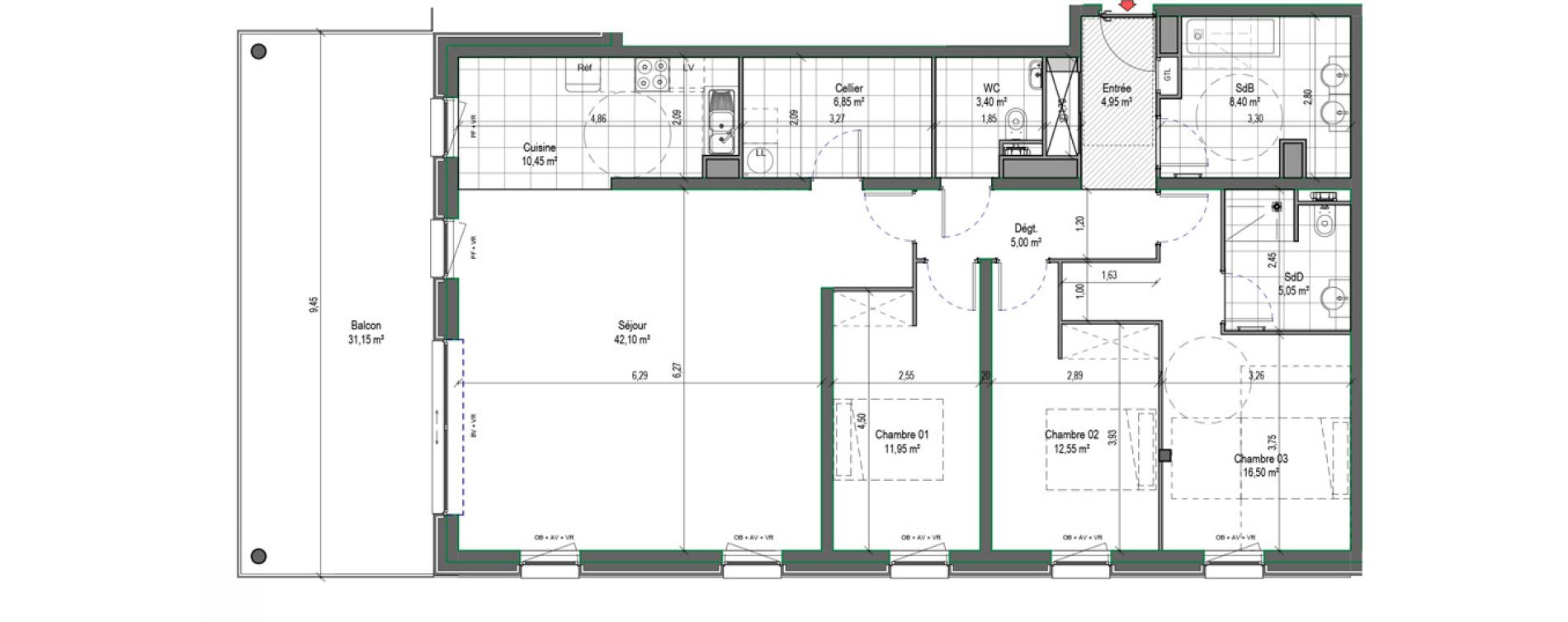 Appartement T4 de 127,20 m2 &agrave; Saint-Nicolas Centre