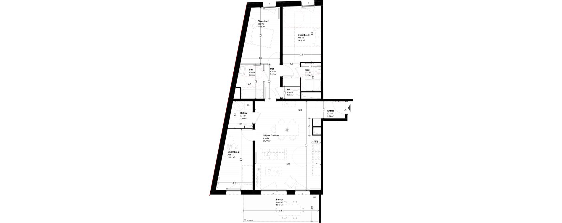 Appartement T4 de 87,75 m2 &agrave; Saint-Omer Centre