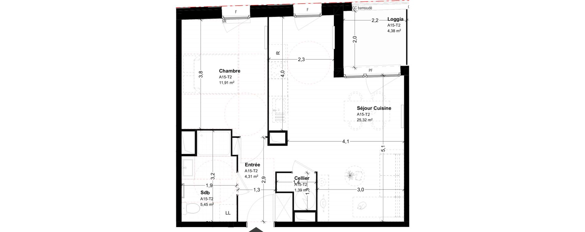 Appartement T2 de 48,38 m2 &agrave; Saint-Omer Centre