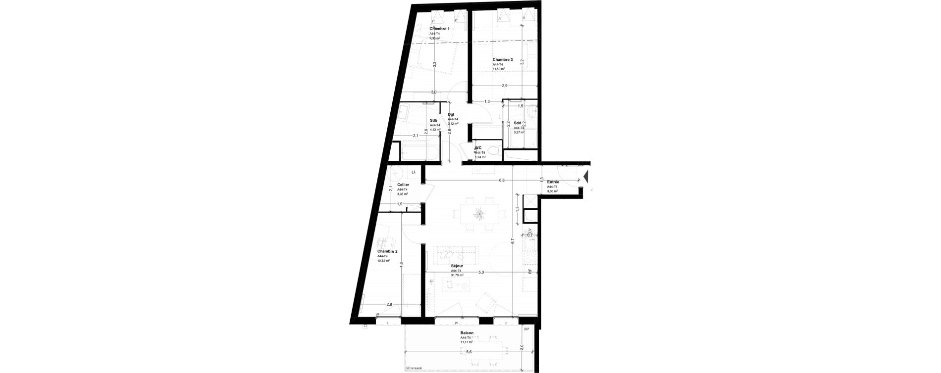 Appartement T4 de 82,76 m2 &agrave; Saint-Omer Centre