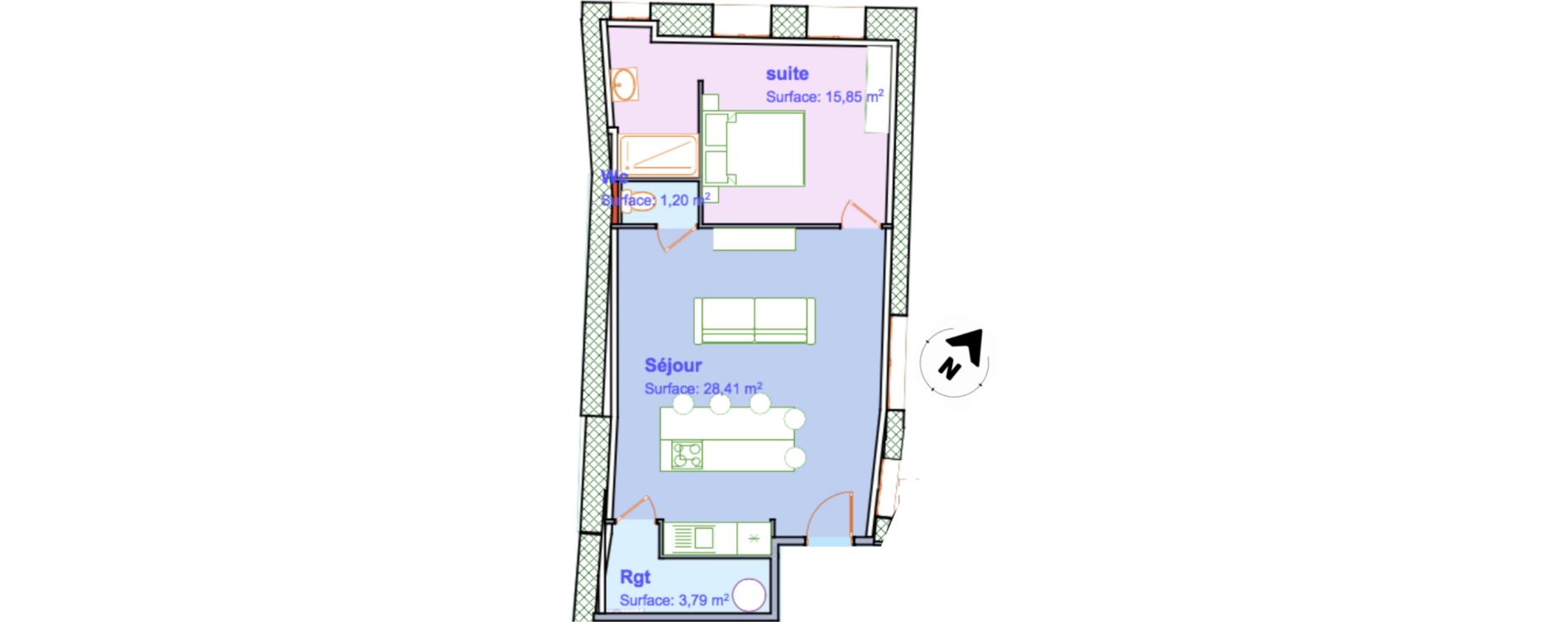 Appartement T2 de 49,25 m2 &agrave; Saint-Omer Centre