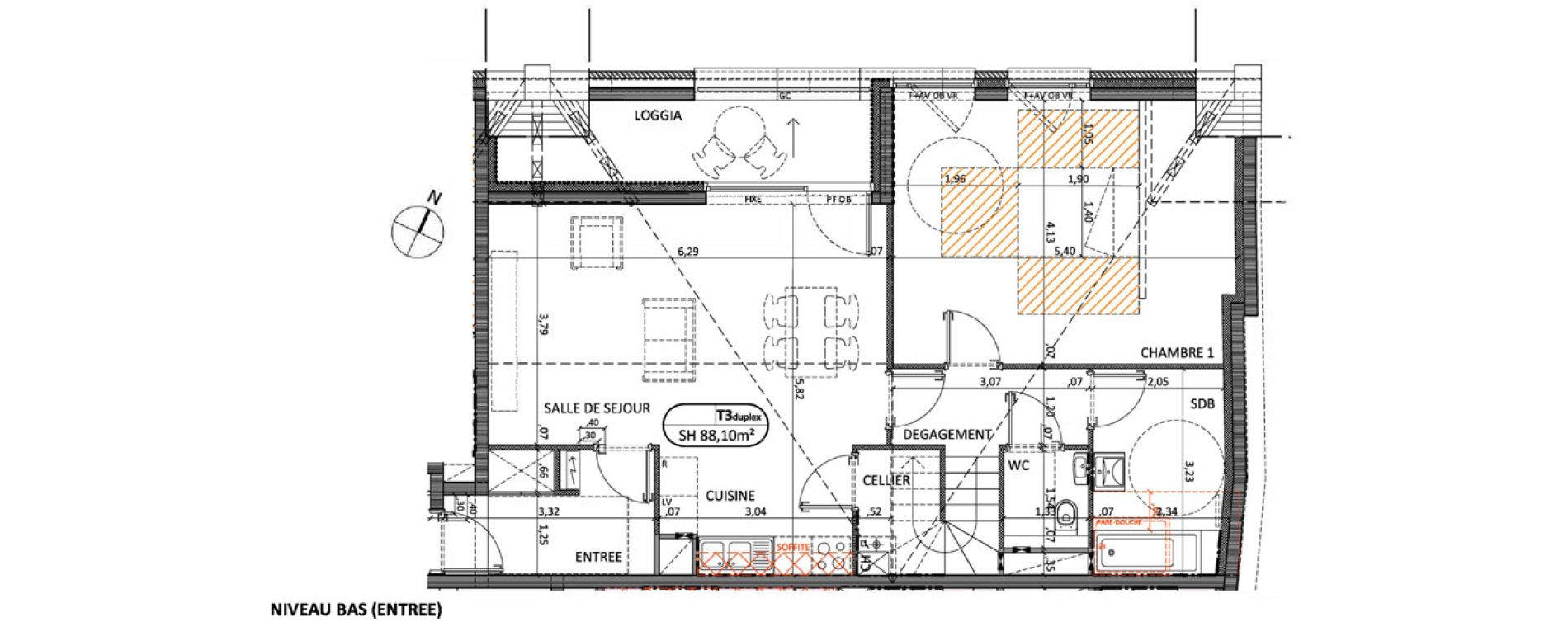 Duplex T3 de 88,10 m2 &agrave; Saint-Omer Centre