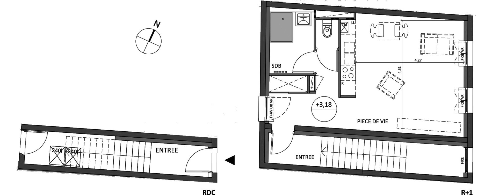 Appartement T1 bis de 39,33 m2 &agrave; Saint-Omer Centre