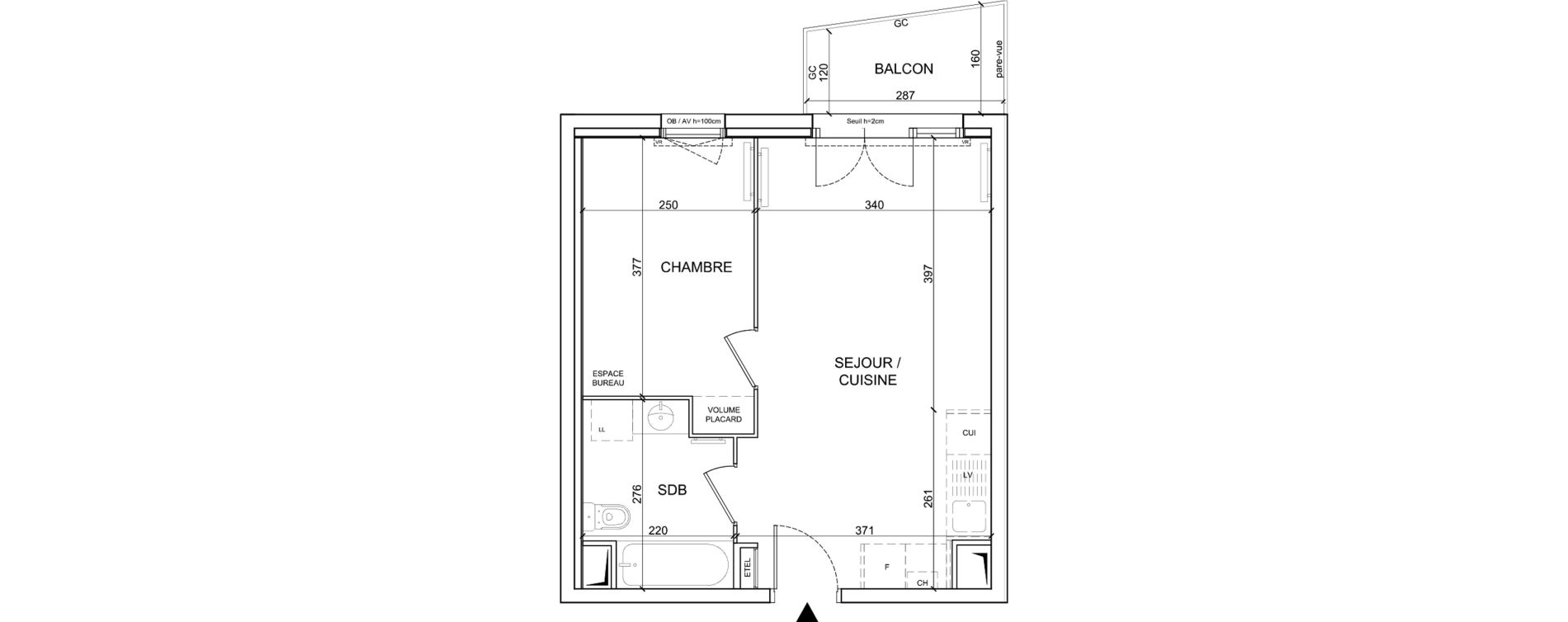 Appartement T2 de 37,90 m2 &agrave; Sainte-Catherine Centre