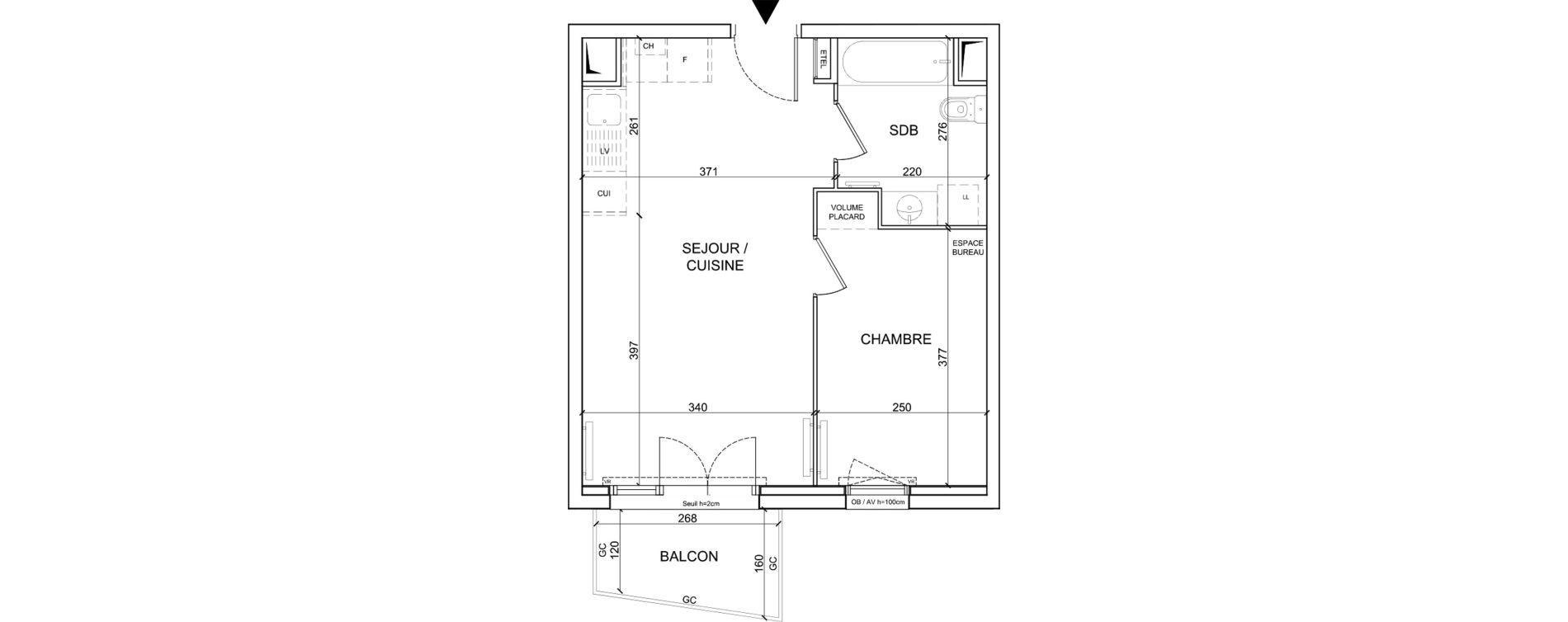 Appartement T2 de 37,90 m2 &agrave; Sainte-Catherine Centre