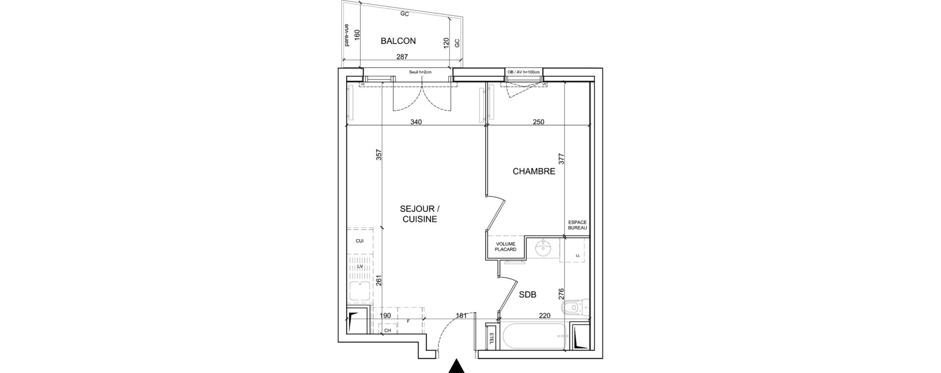 Appartement T2 de 37,10 m2 &agrave; Sainte-Catherine Centre