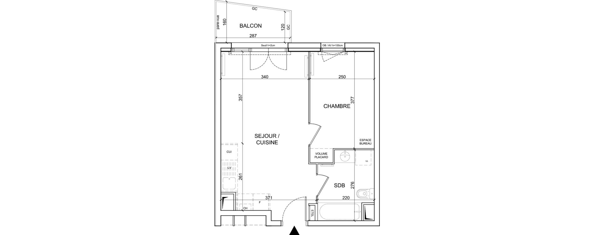 Appartement T2 de 37,00 m2 &agrave; Sainte-Catherine Centre