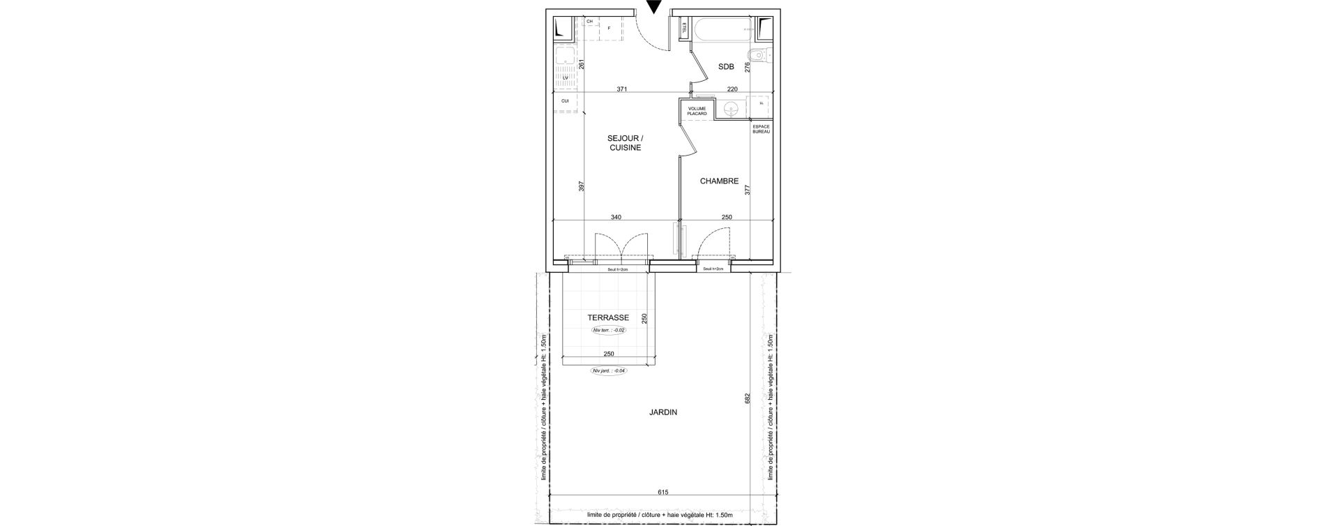 Appartement T2 de 37,90 m2 &agrave; Sainte-Catherine Centre