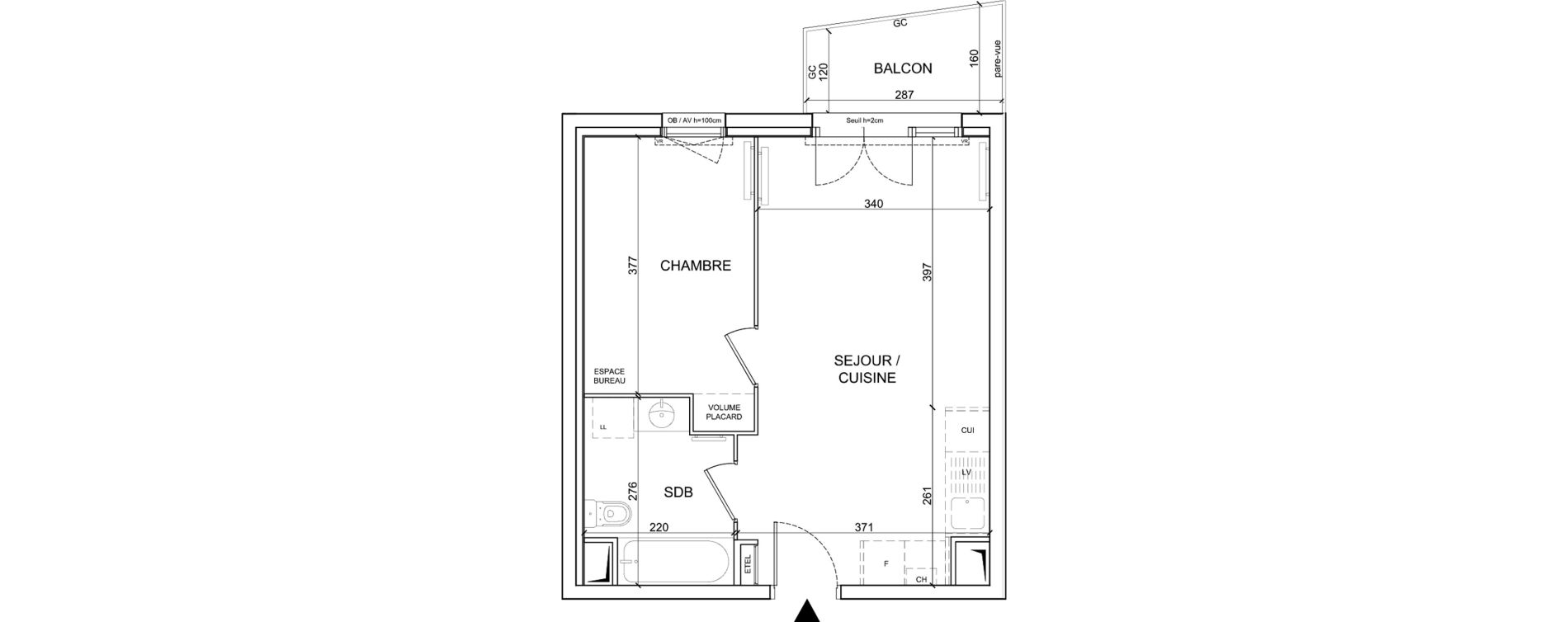 Appartement T2 de 37,90 m2 &agrave; Sainte-Catherine Centre