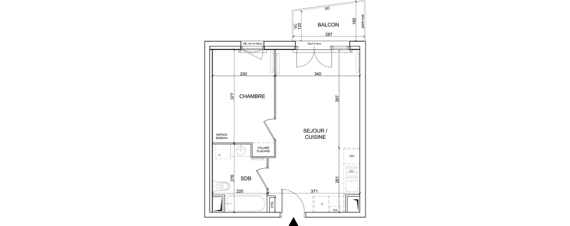 Appartement T2 de 37,90 m2 &agrave; Sainte-Catherine Centre