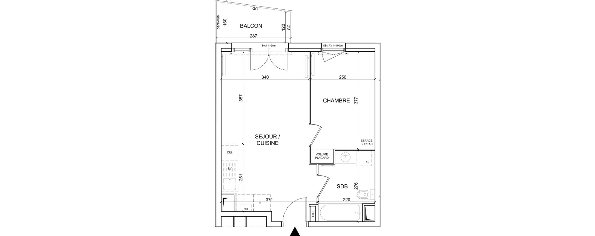 Appartement T2 de 37,00 m2 &agrave; Sainte-Catherine Centre