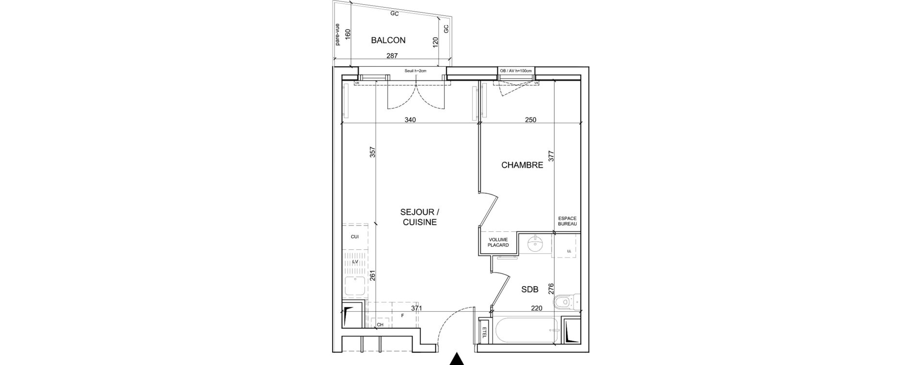 Appartement T2 de 37,00 m2 &agrave; Sainte-Catherine Centre